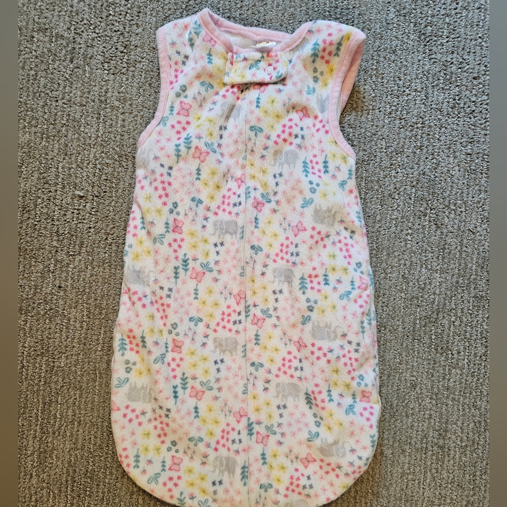 Newborn to 3 month Fleece Butterfly Sleep Sack - Sleeveless